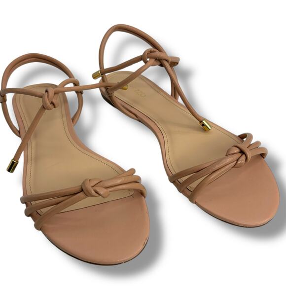 NEW Arezzo Camila Flat Sandals Size 8 True Sand Tan Strappy Tie Boho Flats Nude - Picture 5 of 9